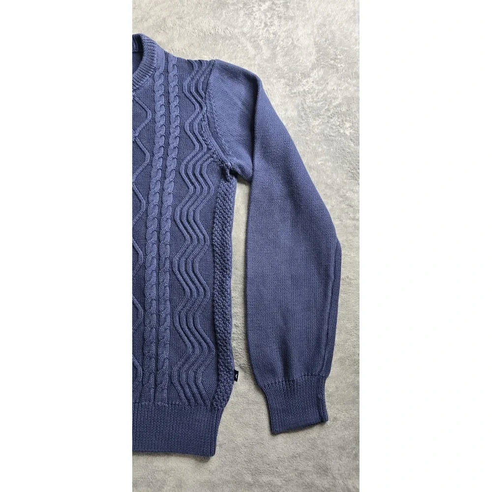 J Lindeberg Benji Sea Cable Knit Sweater Mens Medium Navy Blue Golf Preppy